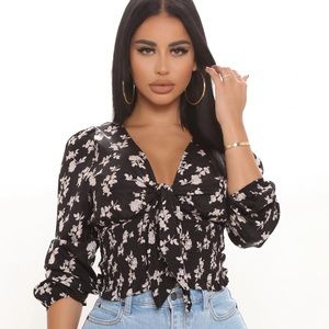 floral tie front top